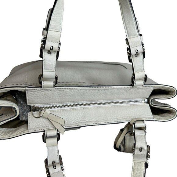 COACH Hampton Sand Beige Pebbled Leather Tassel Satchel Handbag 5031 - Picture 4 of 15